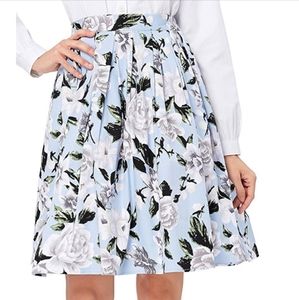 A-line pleated floral skirt